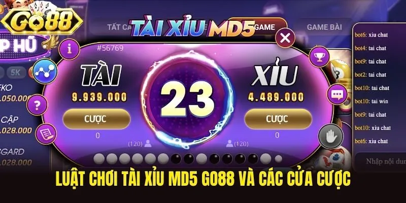 Luật chơi Tài Xỉu MD5 Go88 và các cửa cược