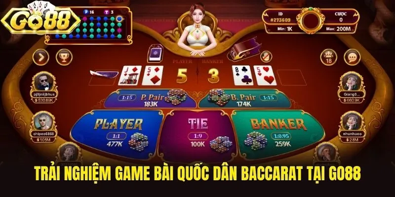 Trải nghiệm game bài quốc dân Baccarat tại Go88